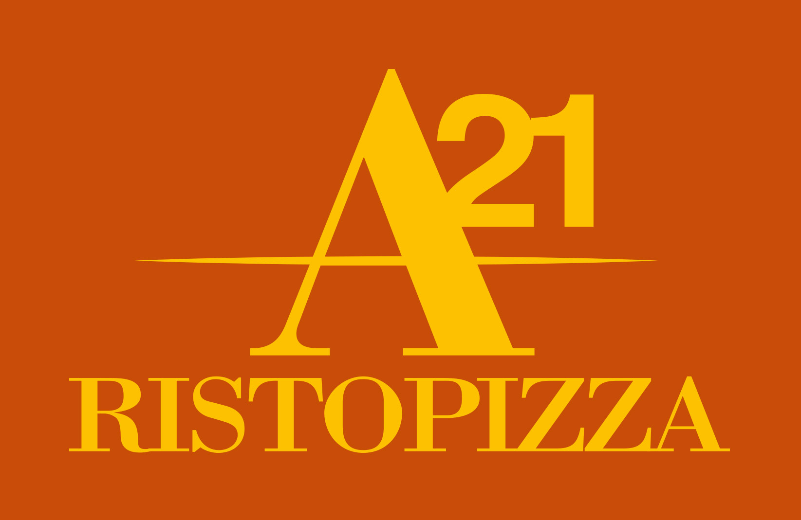 Logo fondo arancione A21 Ristopizza Manerbio (BS)
