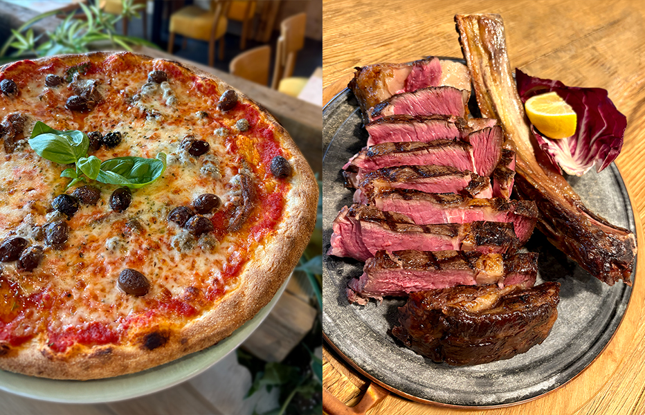 pizza Romana e carne Tomahawk alla griglia di A21 Ristopizza
